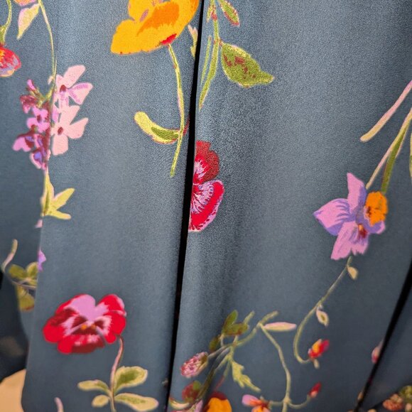 West Kei Teal Floral Blouse - Picture 4 of 11